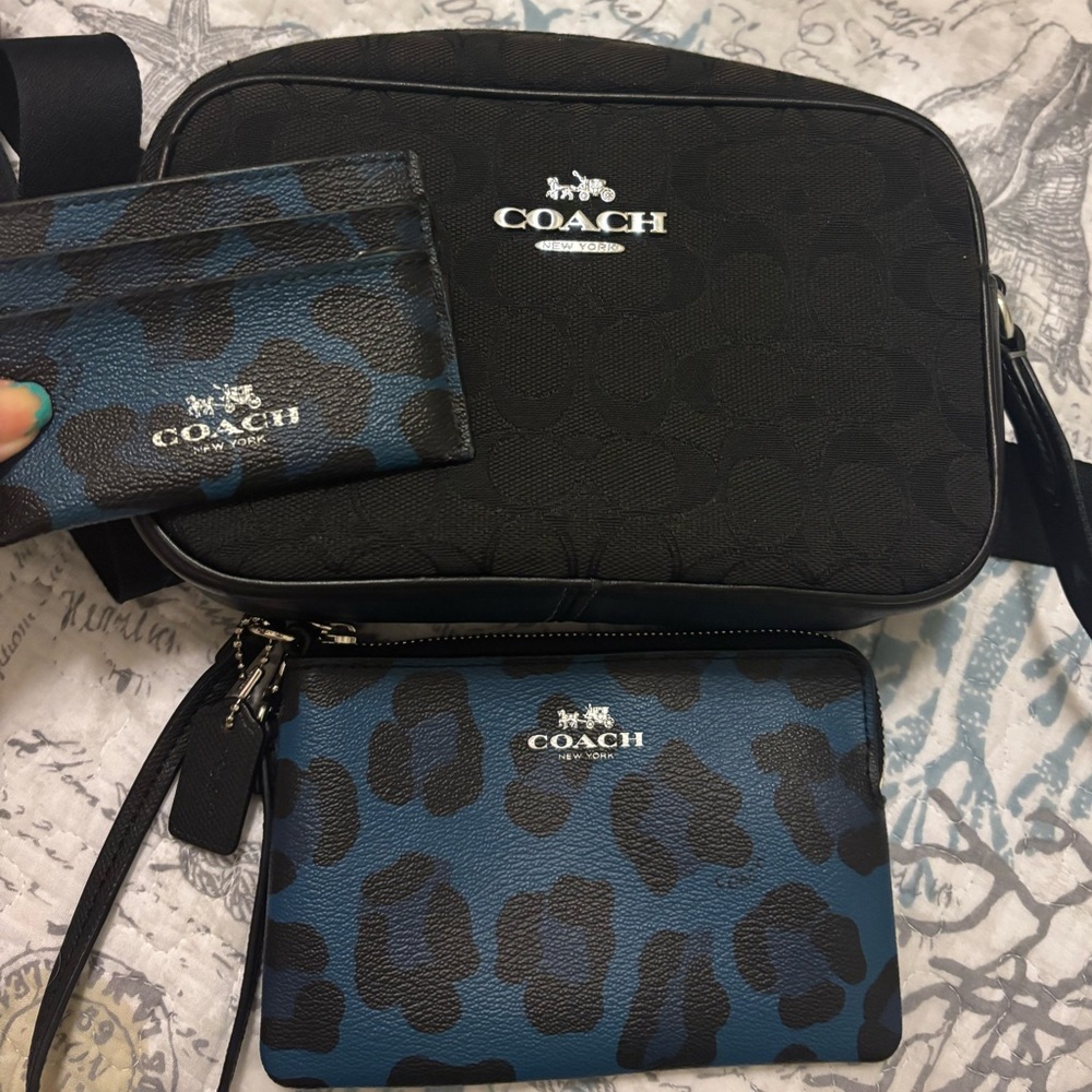 Coach Black and Blue Crossbody Bag Set